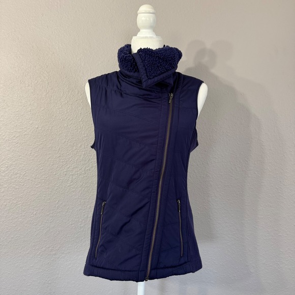 Prana Jackets & Blazers - PrAna Women's Size M Navy Blue Diva Moto Mixed Materials Sweater Vest